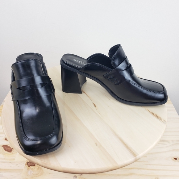 Seychelles Kami Black mules Size 10M Block Chunky Heel 90s Y2K Preppy Academia - Picture 8 of 12